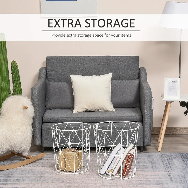 2pc Nesting Side Tables - White and Natural
