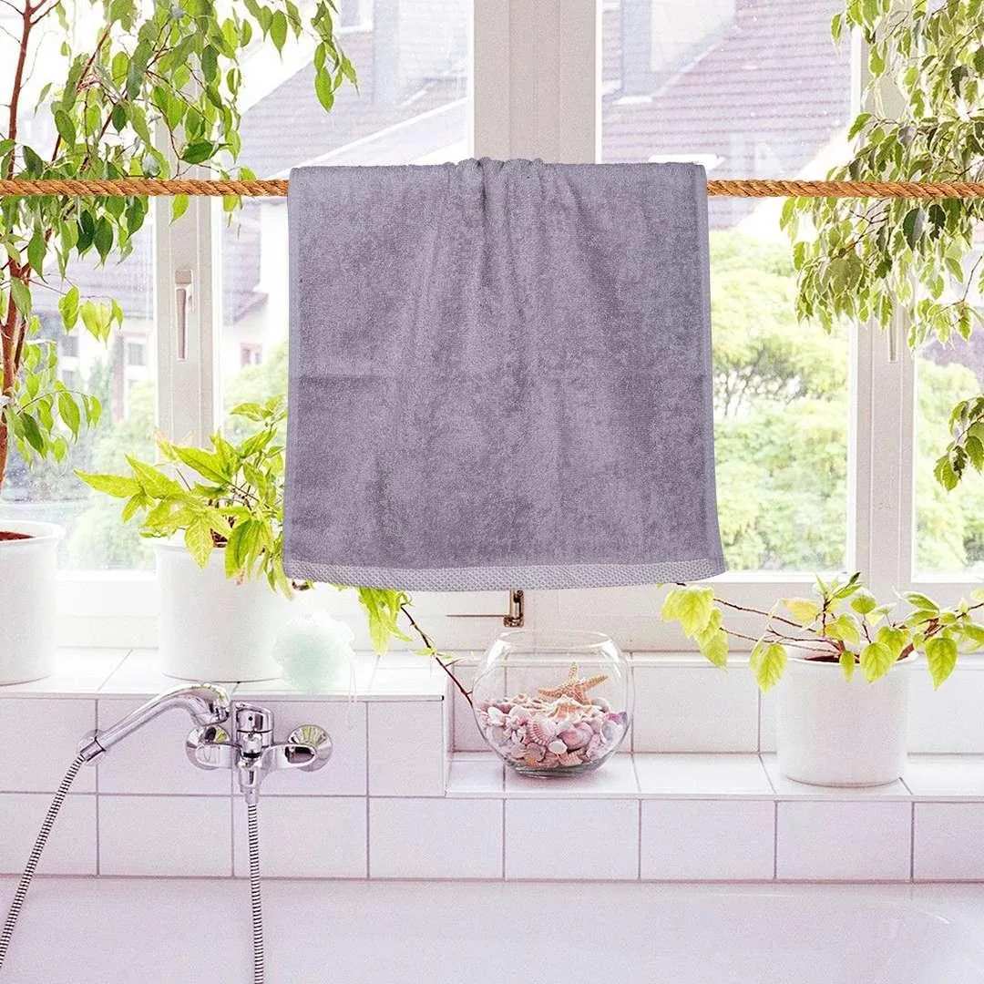 500 GSM Bamboo Hand Towel Set Of 2 - Grey | Ultra Soft & Highly Absorbent Towels