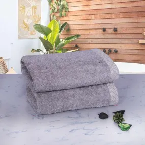 500 GSM Bamboo Hand Towel Set Of 2 - Grey | Ultra Soft & Highly Absorbent Towels