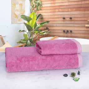 500 GSM Bamboo Towels Set Of 2 - Purple | Ultra Soft & Highly Absorbent Towels
