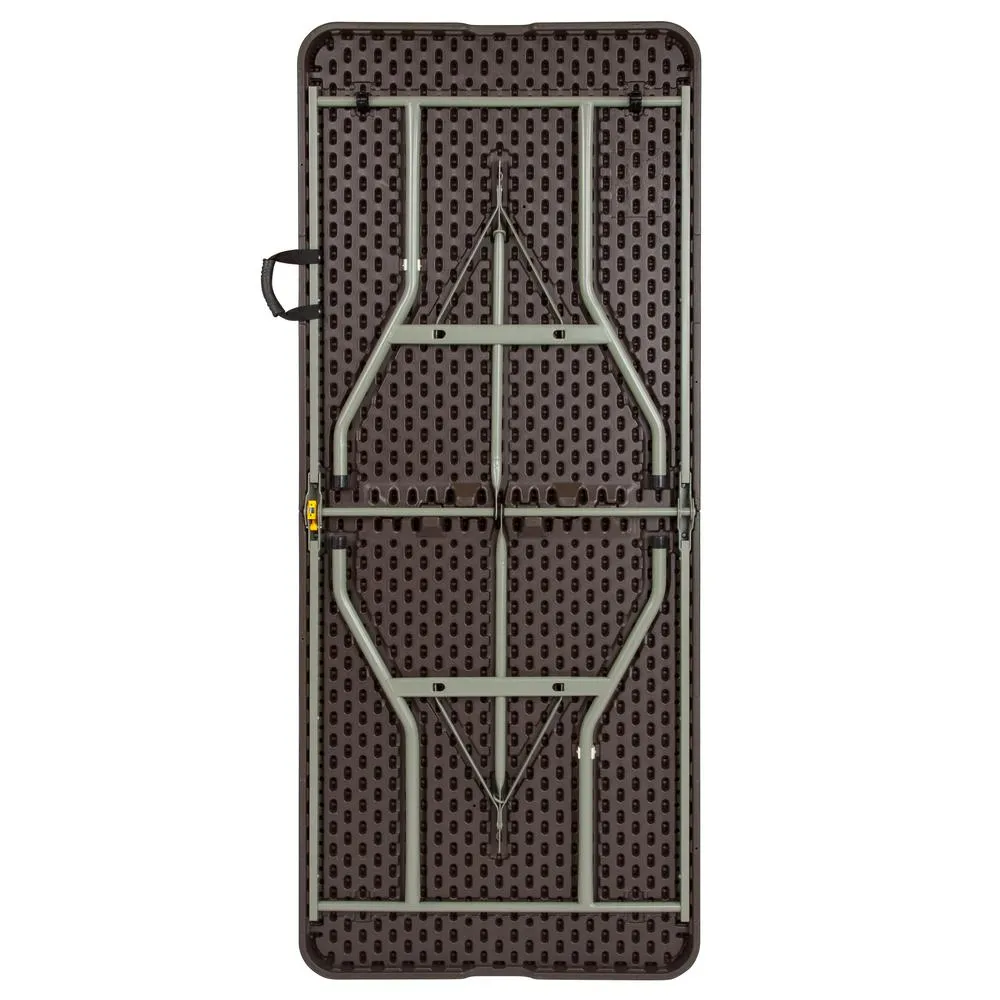 6-Foot Bi-Fold Brown Rattan Plastic Folding Table By Flash Furniture