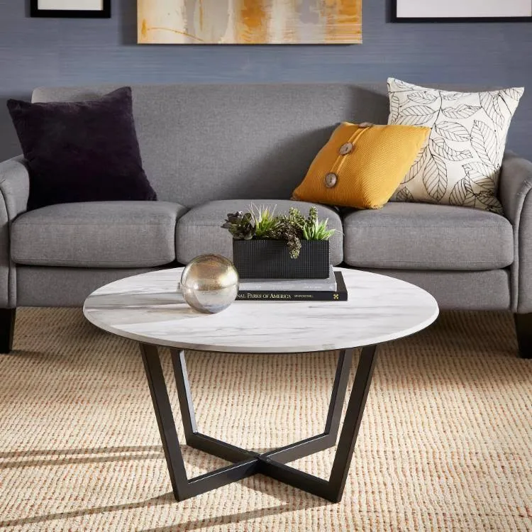 80Cm Rose Round Coffee Table Grey (Concrete)