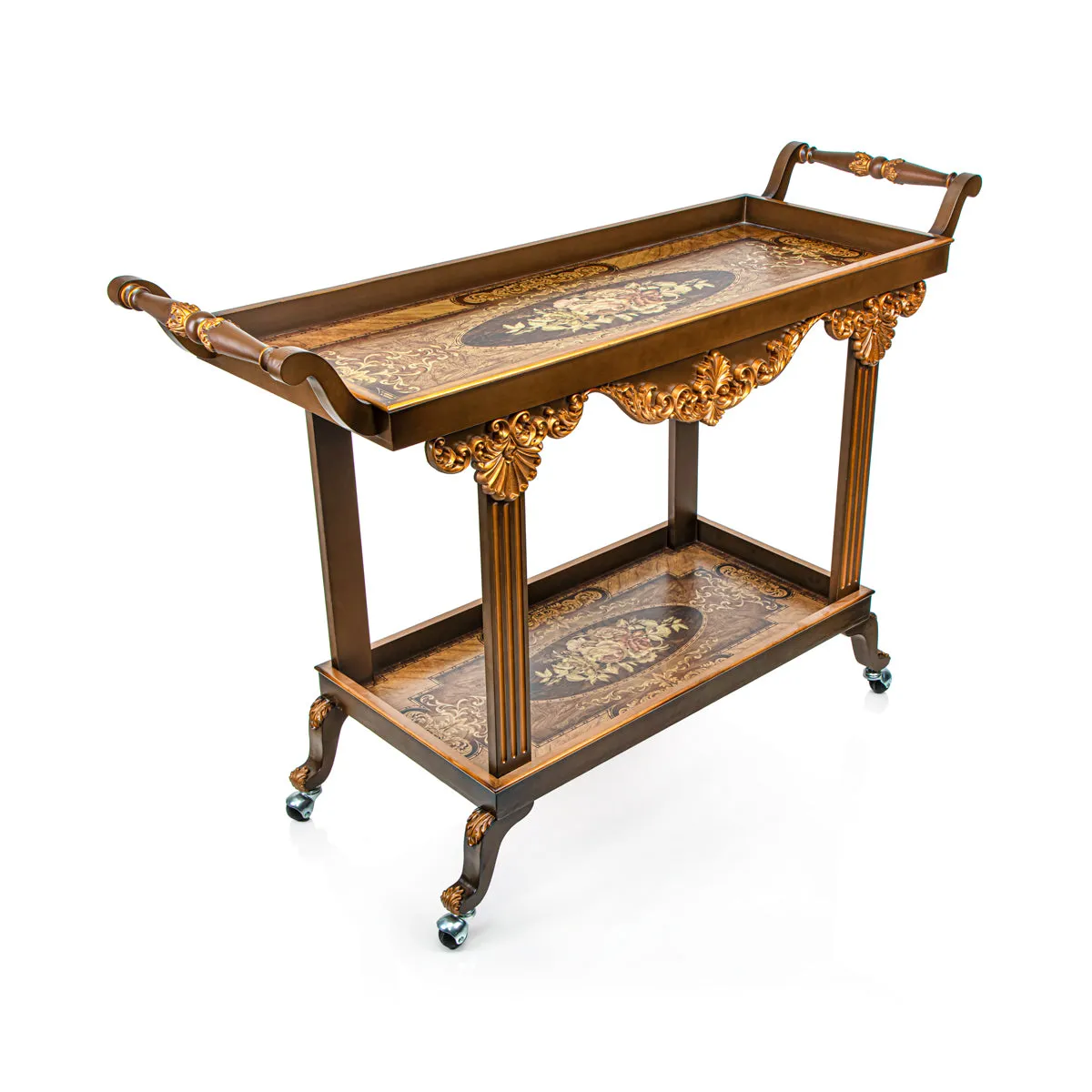 Almarjan 2 Tier Wooden Serving Trolley - WOD2800002