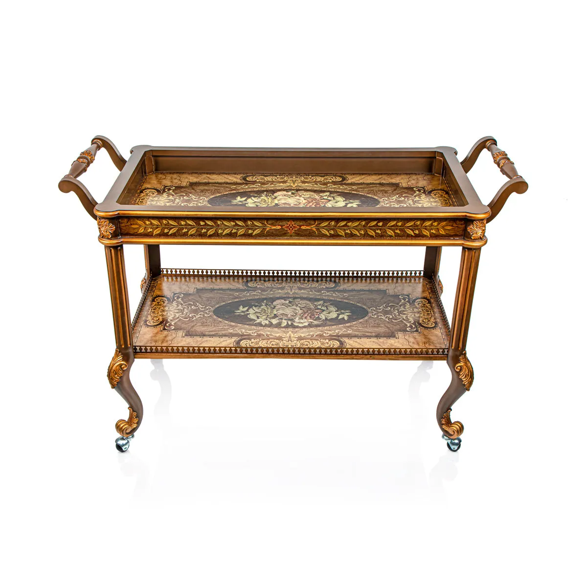 Almarjan 2 Tier Wooden Serving Trolley - WOD2800012