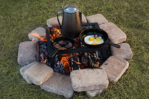 Amazon Basics Medium Portable Folding Camping Grill Grate - 18 x 12 x 7 Inches, Black Steel