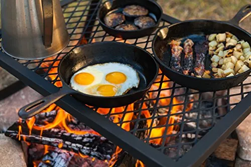 Amazon Basics Medium Portable Folding Camping Grill Grate - 18 x 12 x 7 Inches, Black Steel