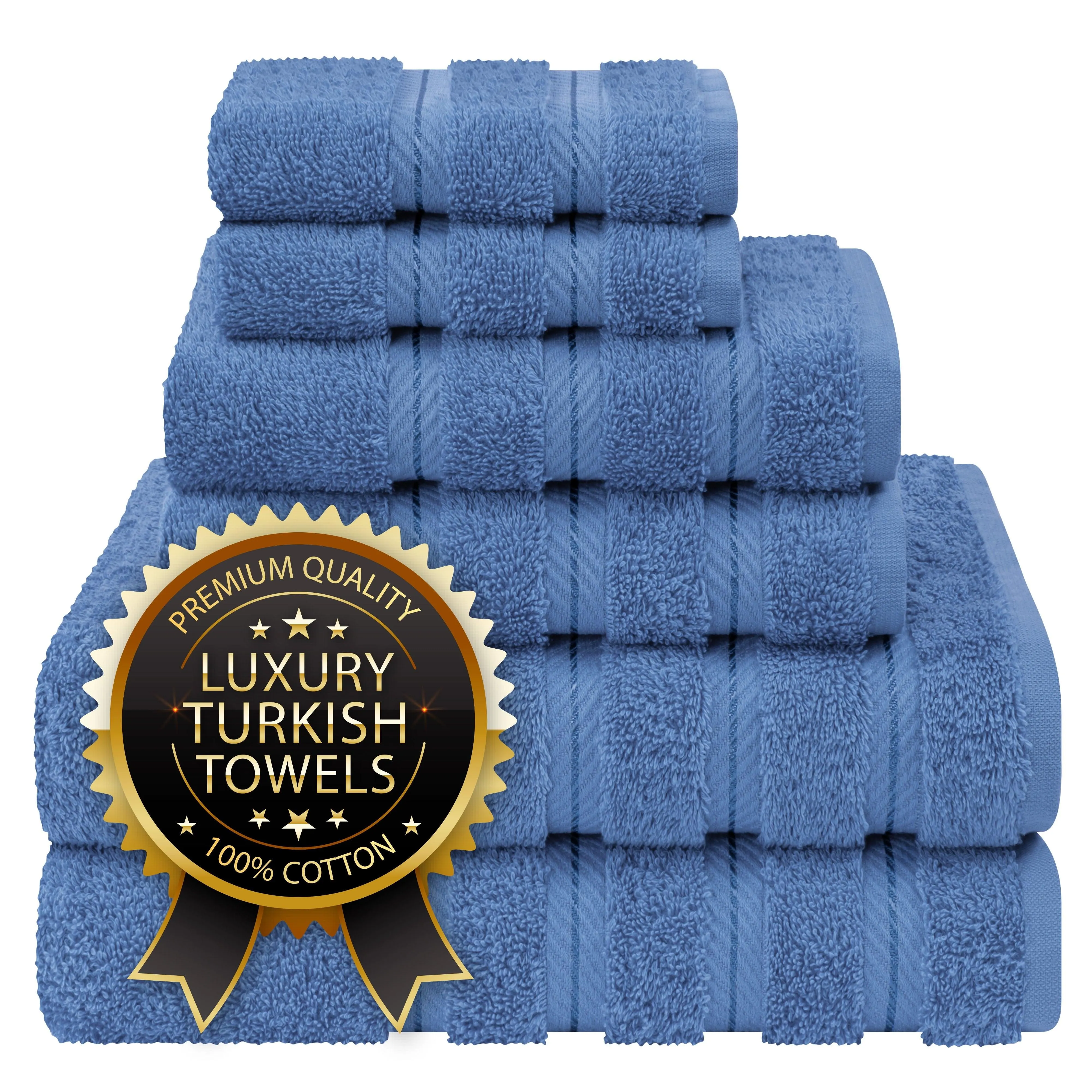 American Soft Linen Turkish 6 Piece Towel Set, 100% Cotton Premium Soft Bathroom Towels, Black