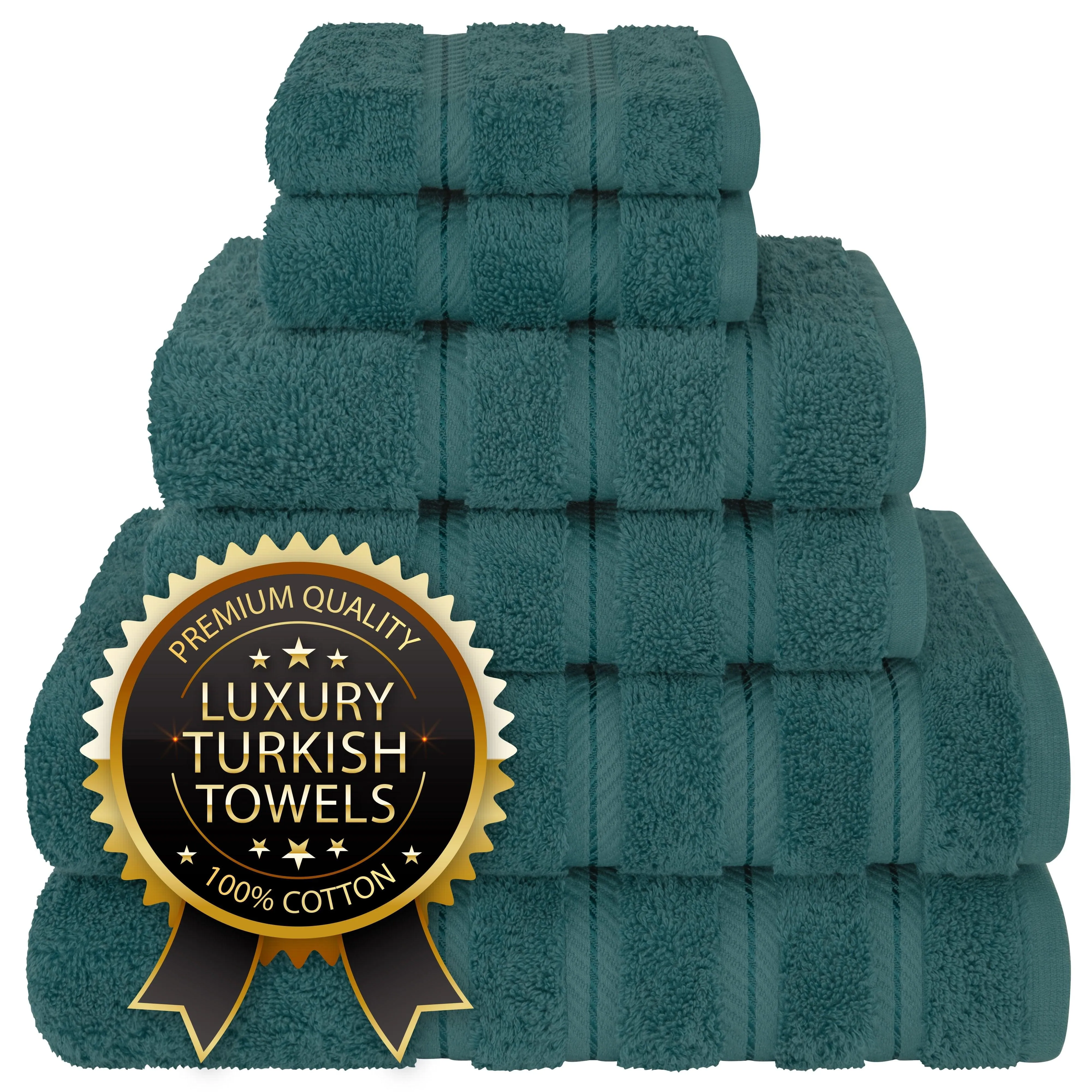 American Soft Linen Turkish 6 Piece Towel Set, 100% Cotton Premium Soft Bathroom Towels, Black