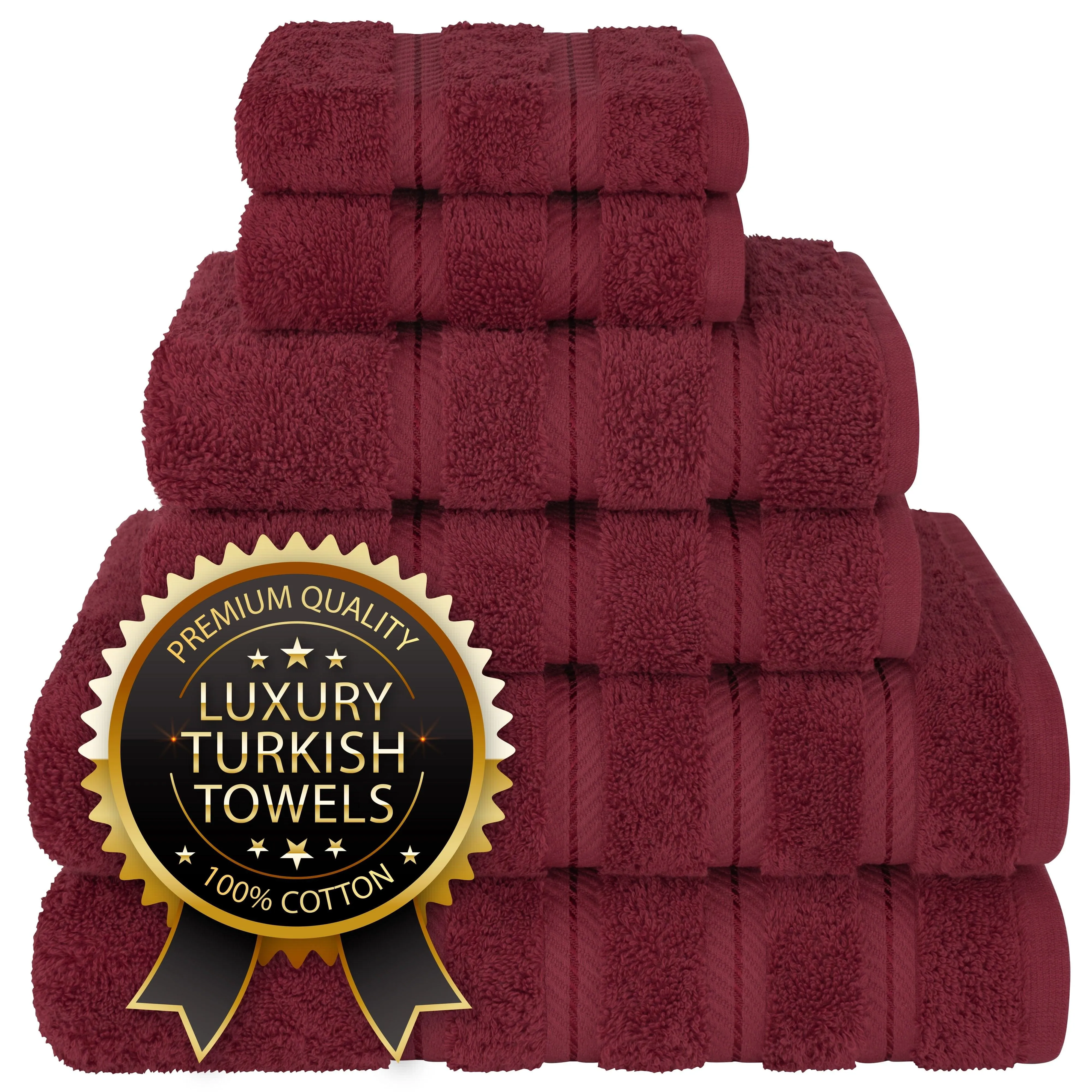 American Soft Linen Turkish 6 Piece Towel Set, 100% Cotton Premium Soft Bathroom Towels, Black