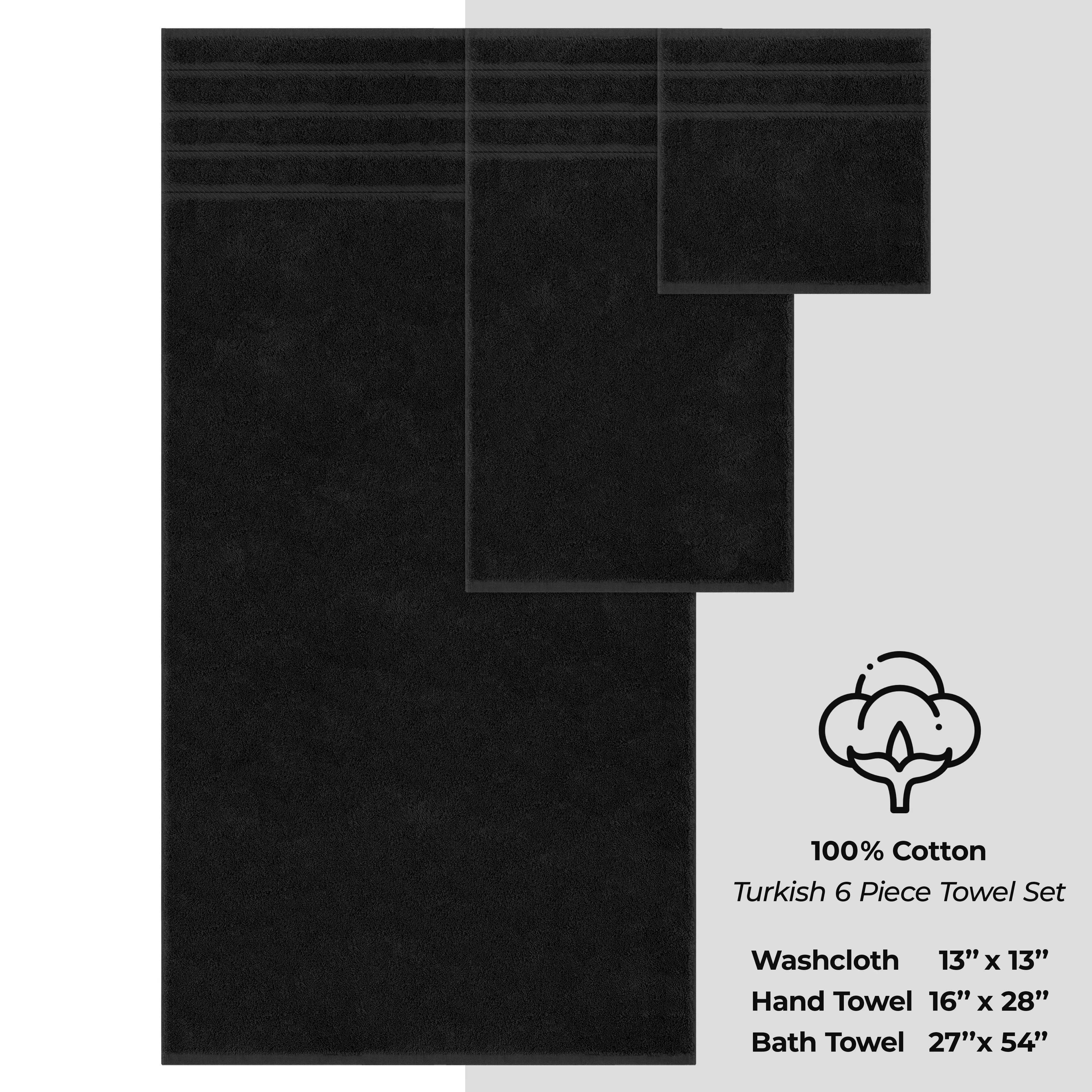 American Soft Linen Turkish 6 Piece Towel Set, 100% Cotton Premium Soft Bathroom Towels, Black