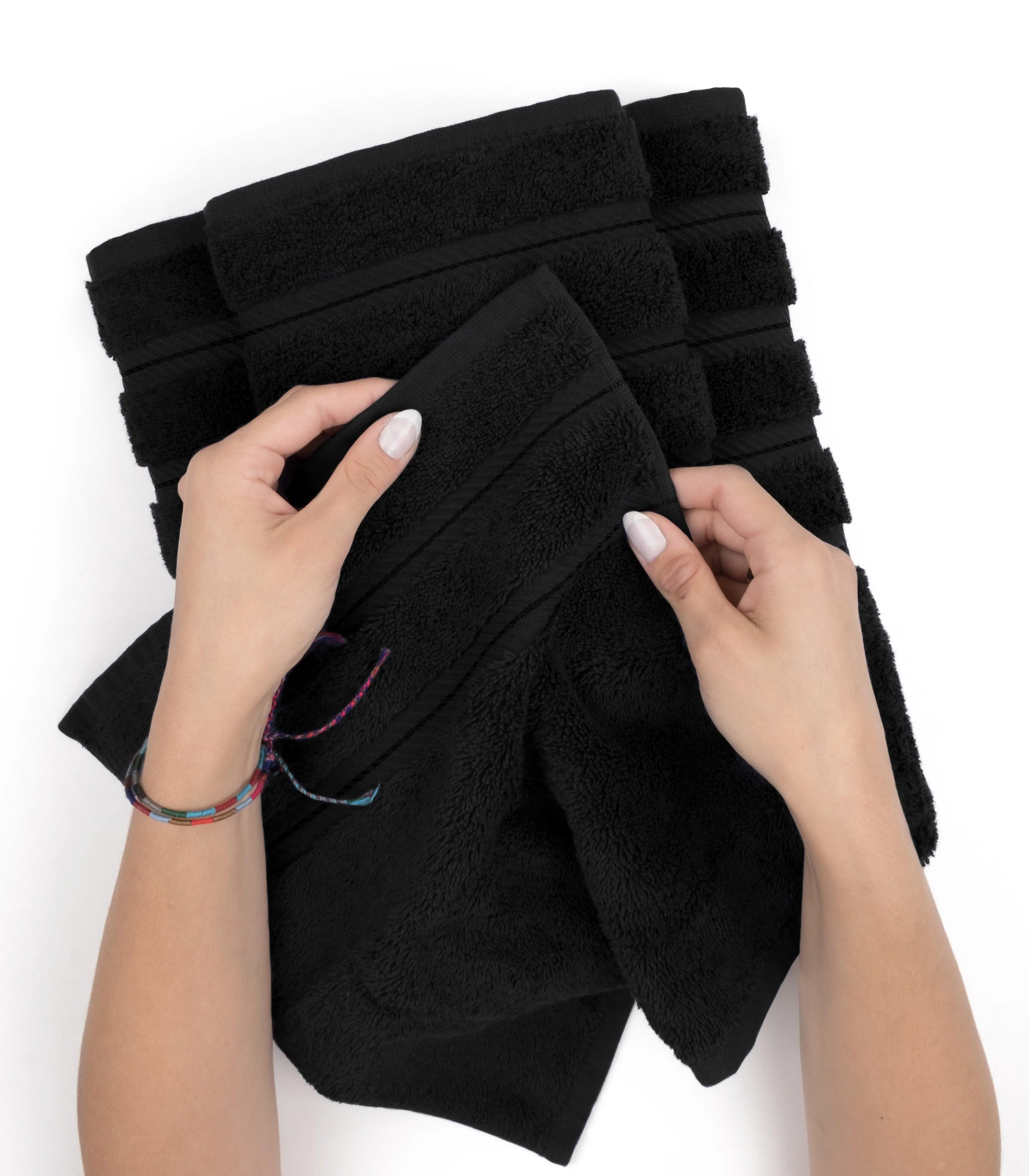 American Soft Linen Turkish 6 Piece Towel Set, 100% Cotton Premium Soft Bathroom Towels, Black