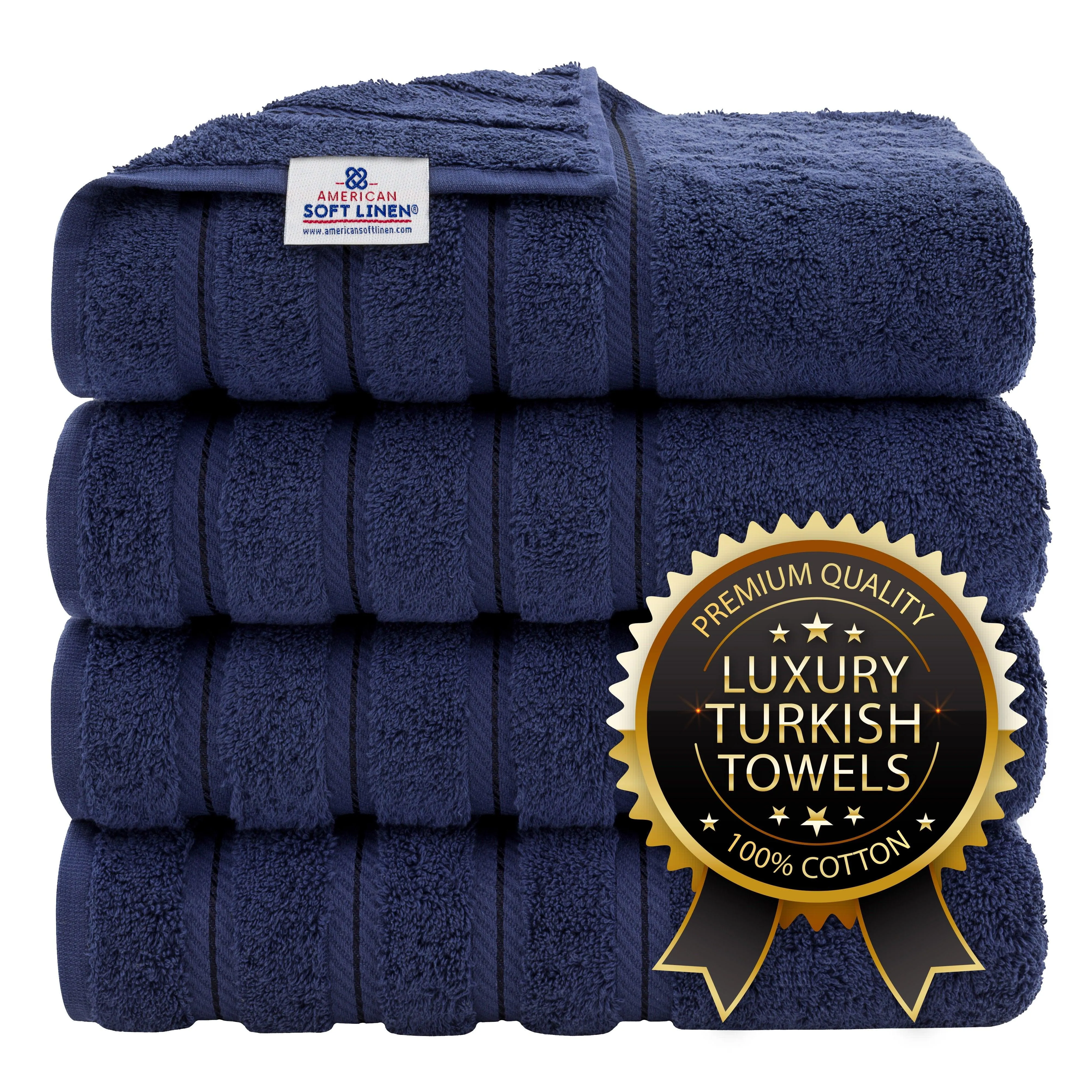 American Soft Linen Turkish 6 Piece Towel Set, 100% Cotton Premium Soft Bathroom Towels, Black