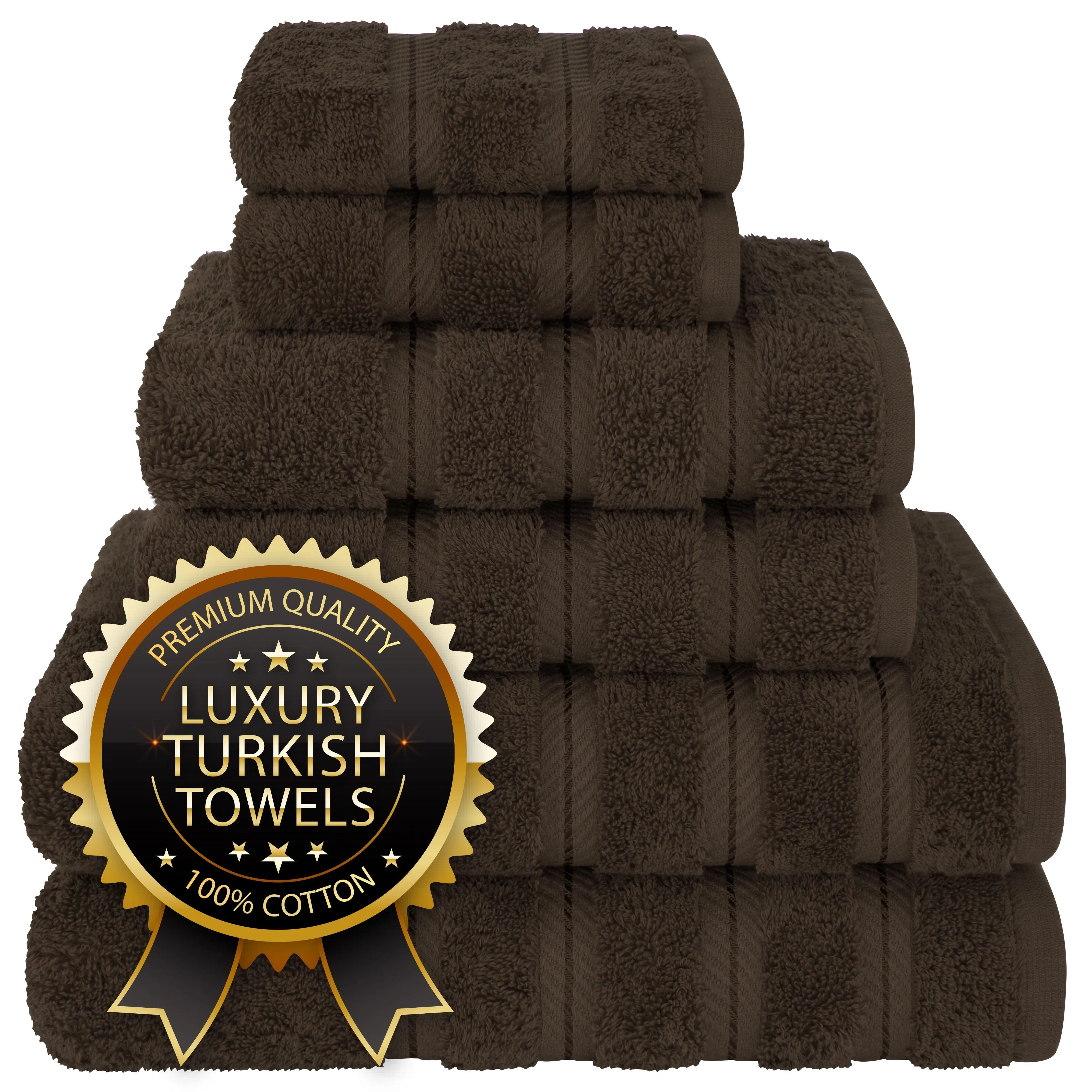 American Soft Linen Turkish 6 Piece Towel Set, 100% Cotton Premium Soft Bathroom Towels, Black