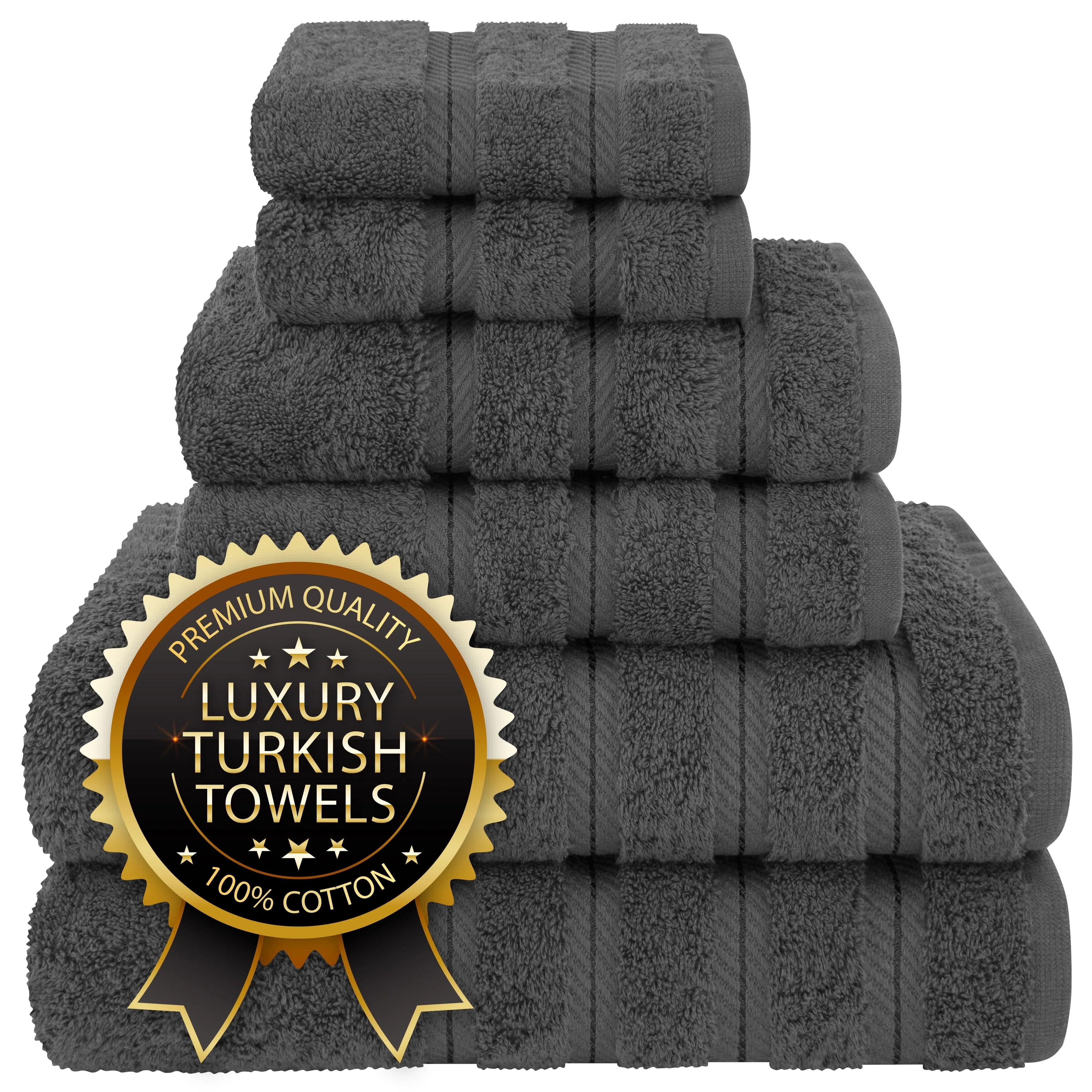 American Soft Linen Turkish 6 Piece Towel Set, 100% Cotton Premium Soft Bathroom Towels, Black