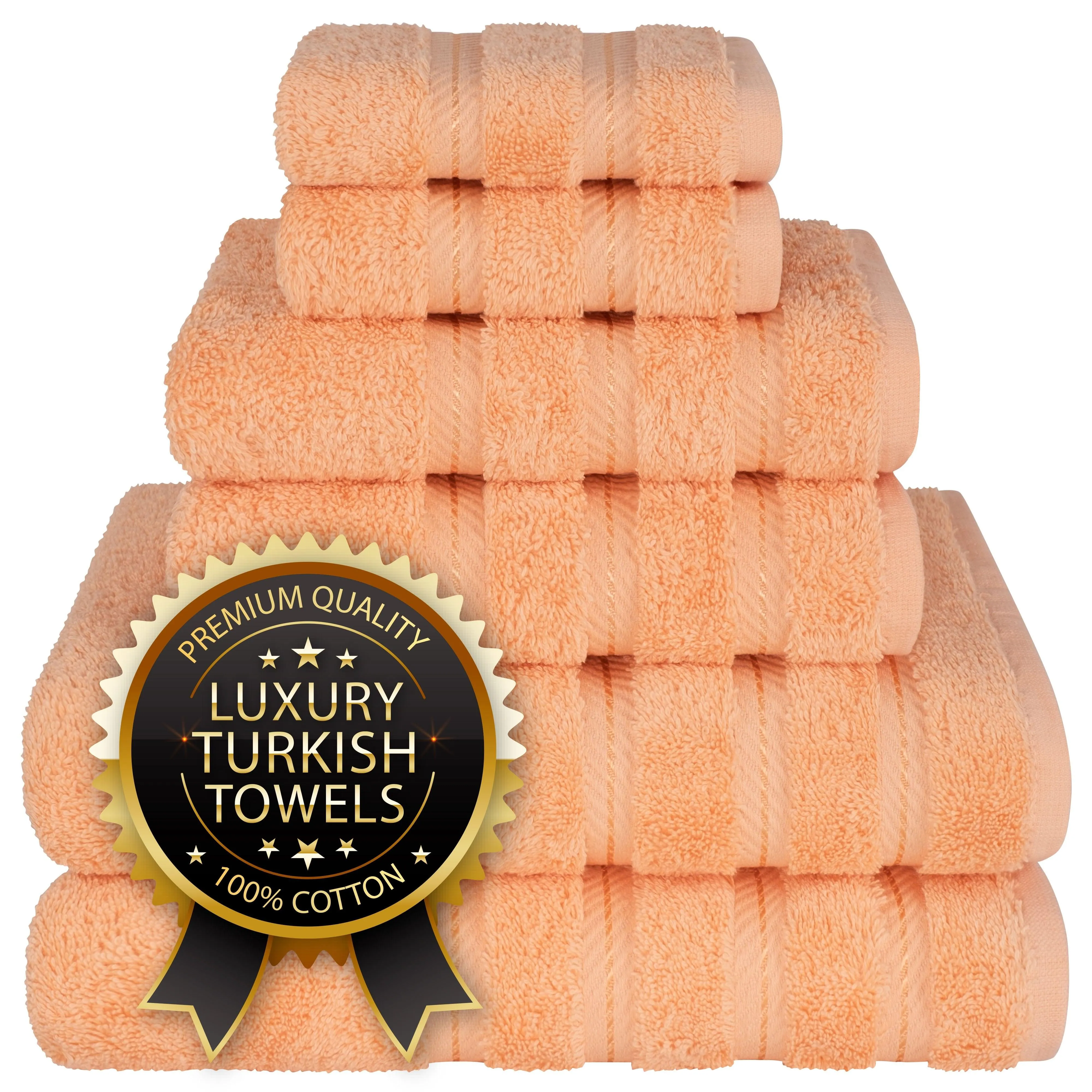 American Soft Linen Turkish 6 Piece Towel Set, 100% Cotton Premium Soft Bathroom Towels, Black