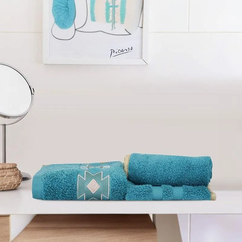 Aqua Ripple Hand & Face Towel (Blue) - Three Piece Set