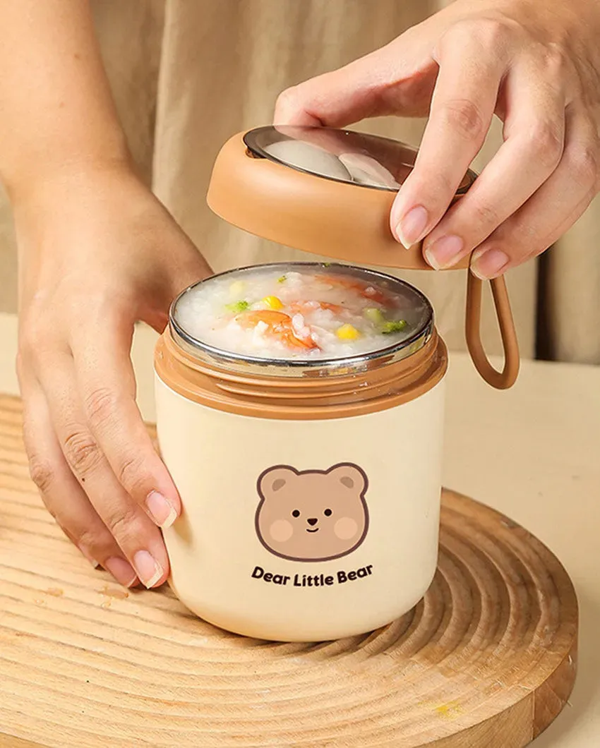 Bear Theme Stainless Steel Spoon & Soup Salad Tiffin Box with Insulated Bag
