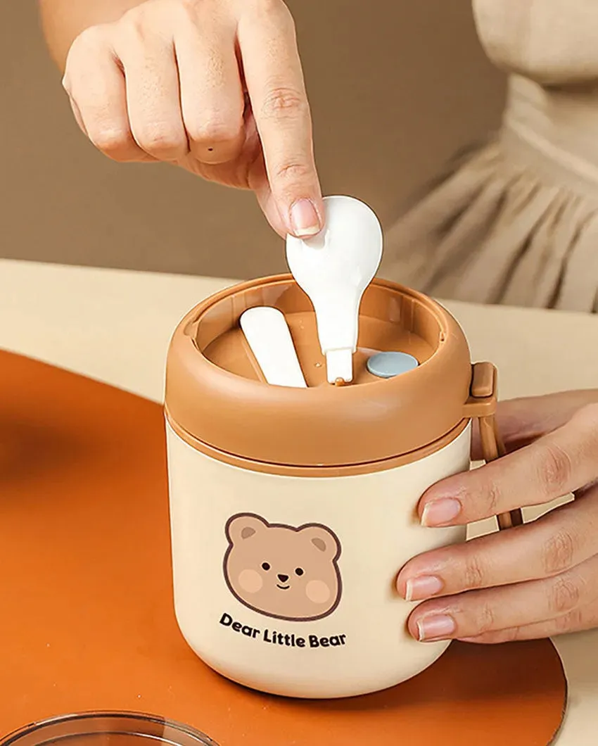 Bear Theme Stainless Steel Spoon & Soup Salad Tiffin Box with Insulated Bag