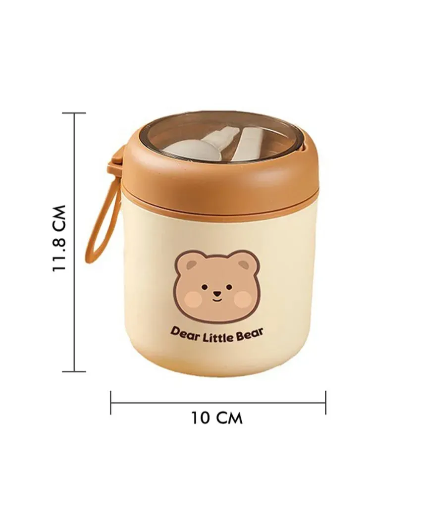 Bear Theme Stainless Steel Spoon & Soup Salad Tiffin Box with Insulated Bag
