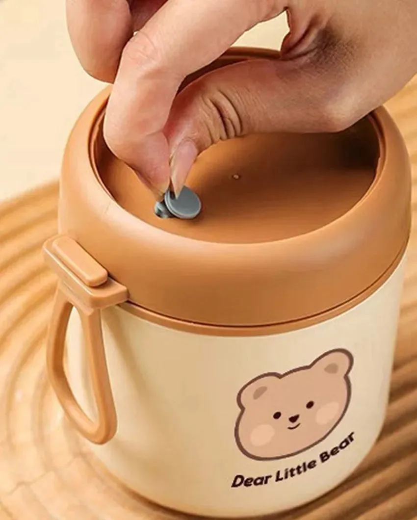 Bear Theme Stainless Steel Spoon & Soup Salad Tiffin Box with Insulated Bag