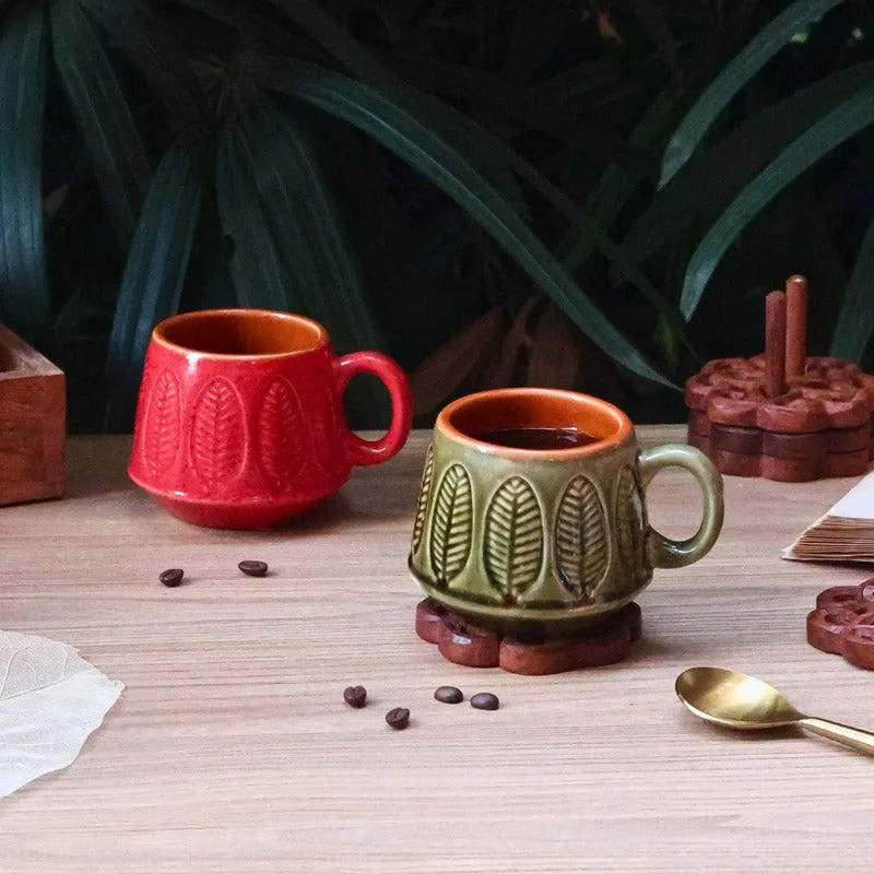 Bergo Red & Green Cup (200 ML) - Set of Two