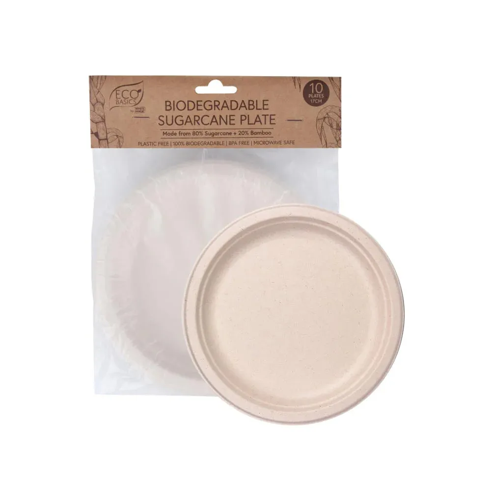 Biodegradable Sugarcane Plate 17cm ‚Äì 10pcs