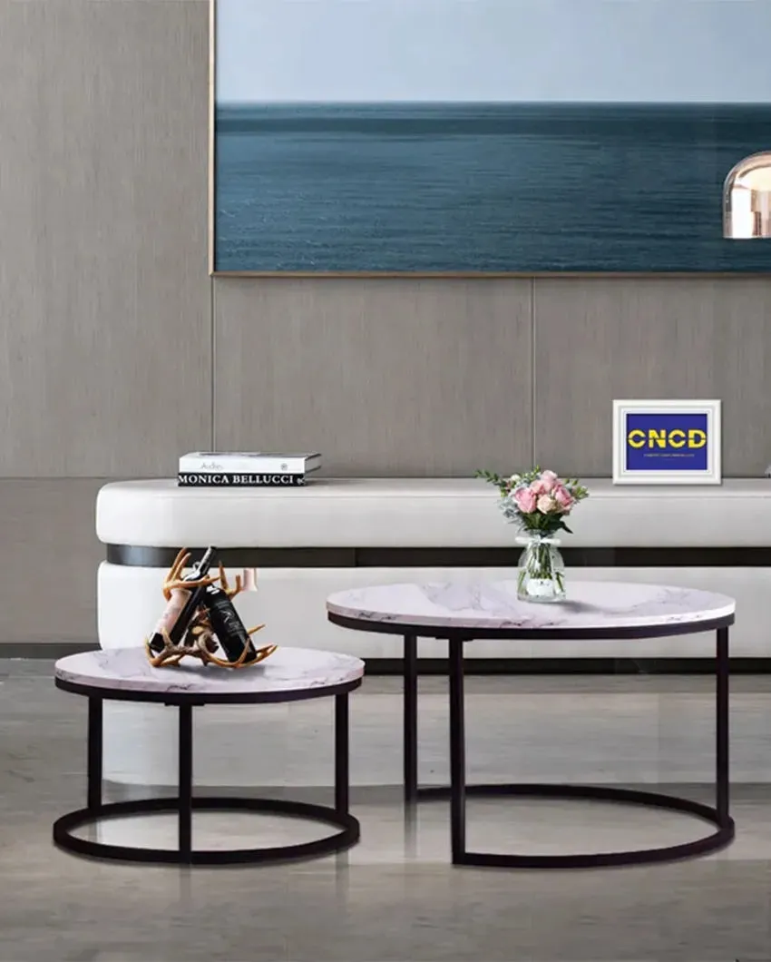 Black Marble Nesting Metal Tables | Set of 2