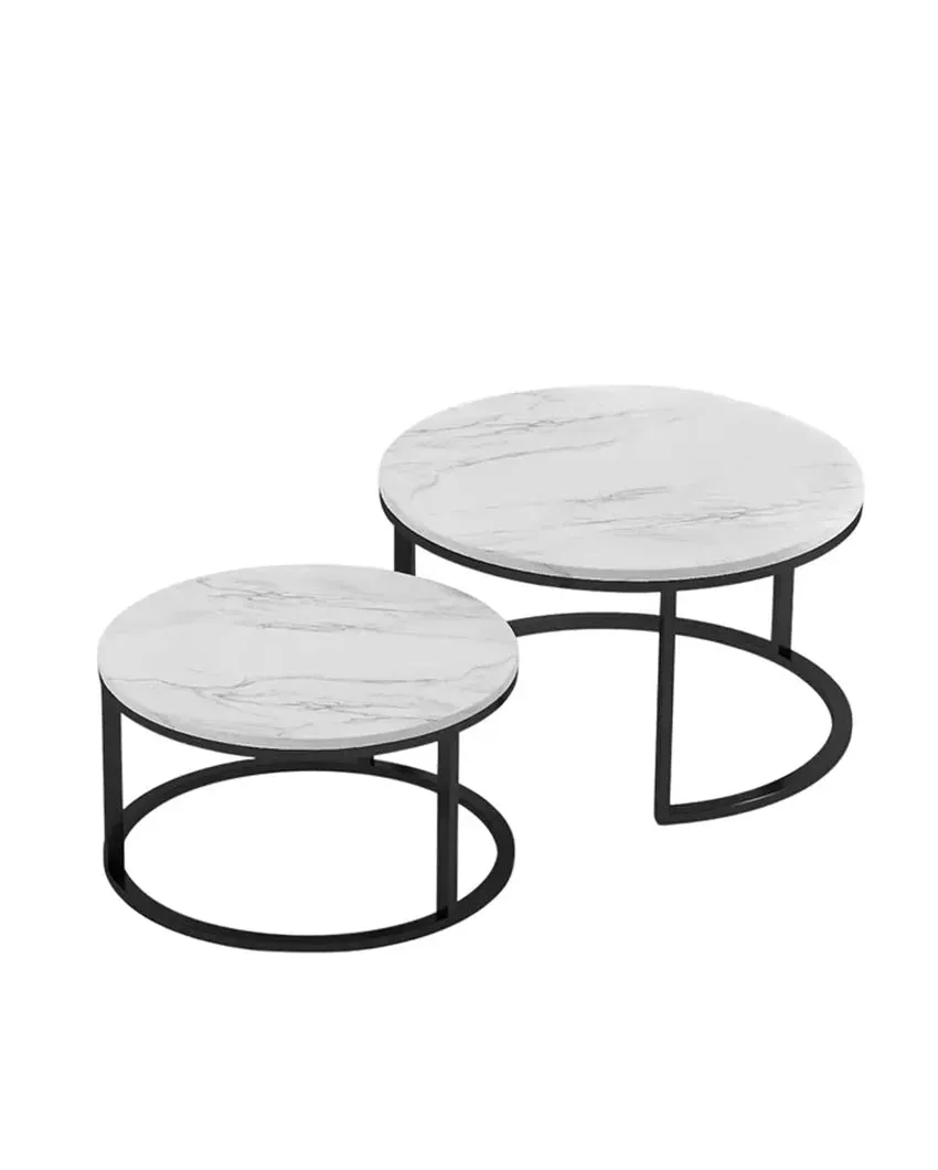 Black Marble Nesting Metal Tables | Set of 2