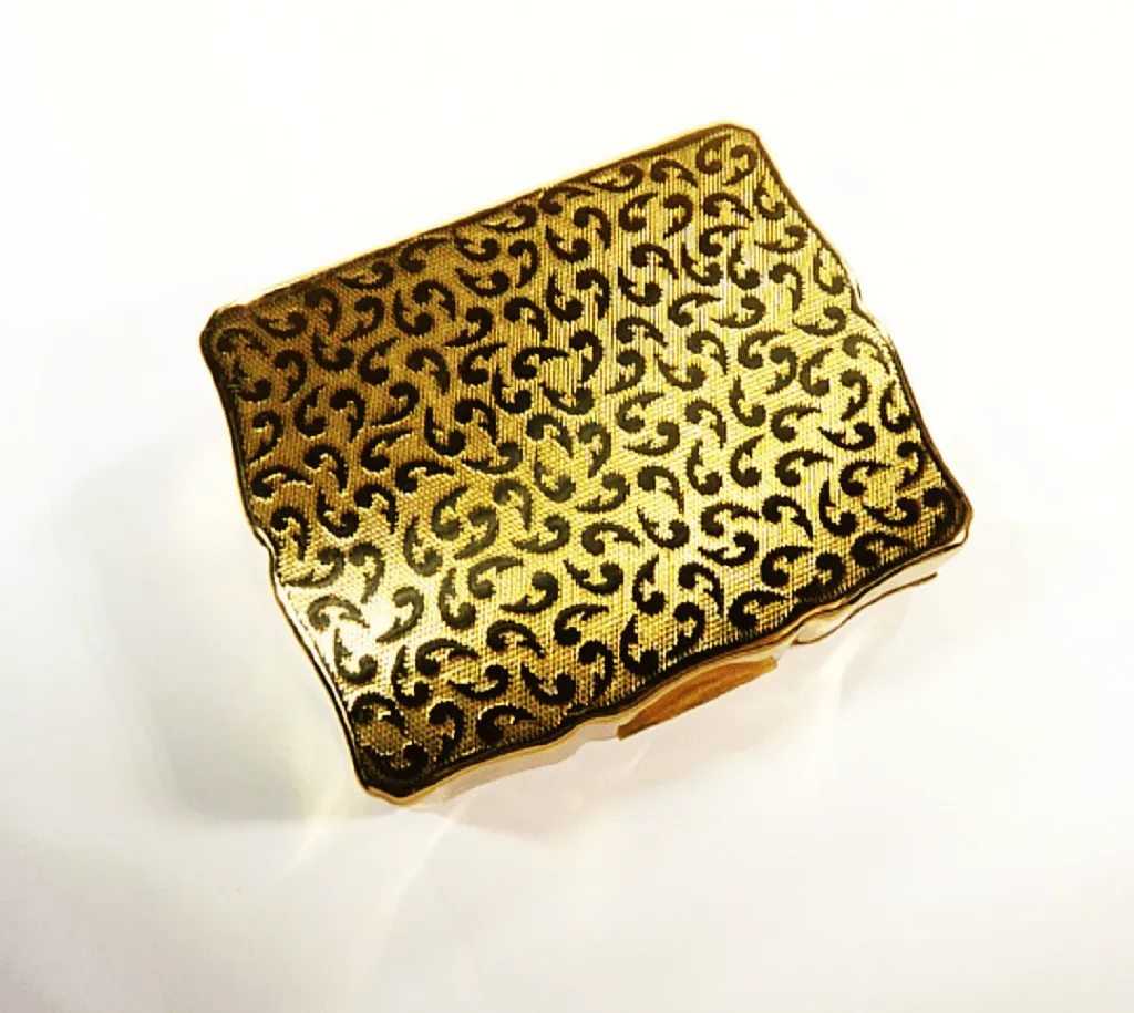 Boxed Stratton Musical Compact Blue Enamel Musica 1950s Music Box Plays THE SKATERS WALTZ