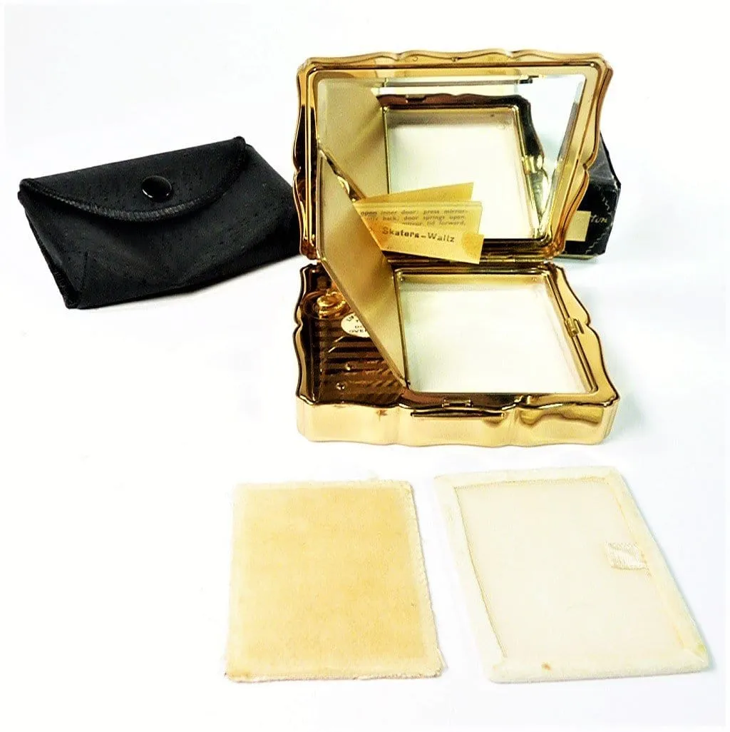 Boxed Stratton Musical Compact Blue Enamel Musica 1950s Music Box Plays THE SKATERS WALTZ