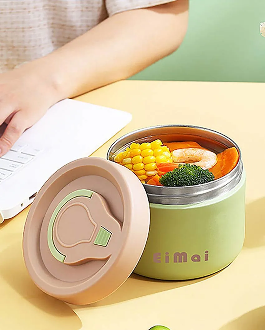 Brown & Green Stainless Steel Lunch Box with Cover | Set of 2 Pcs