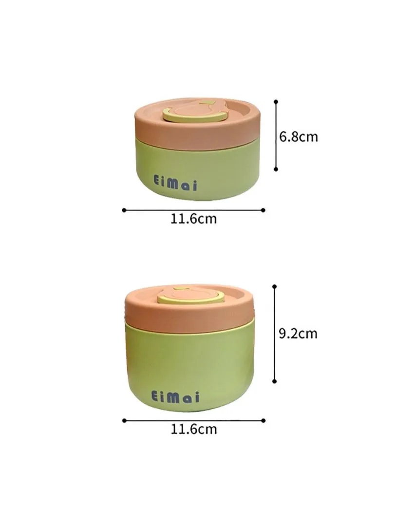 Brown & Green Stainless Steel Lunch Box with Cover | Set of 2 Pcs