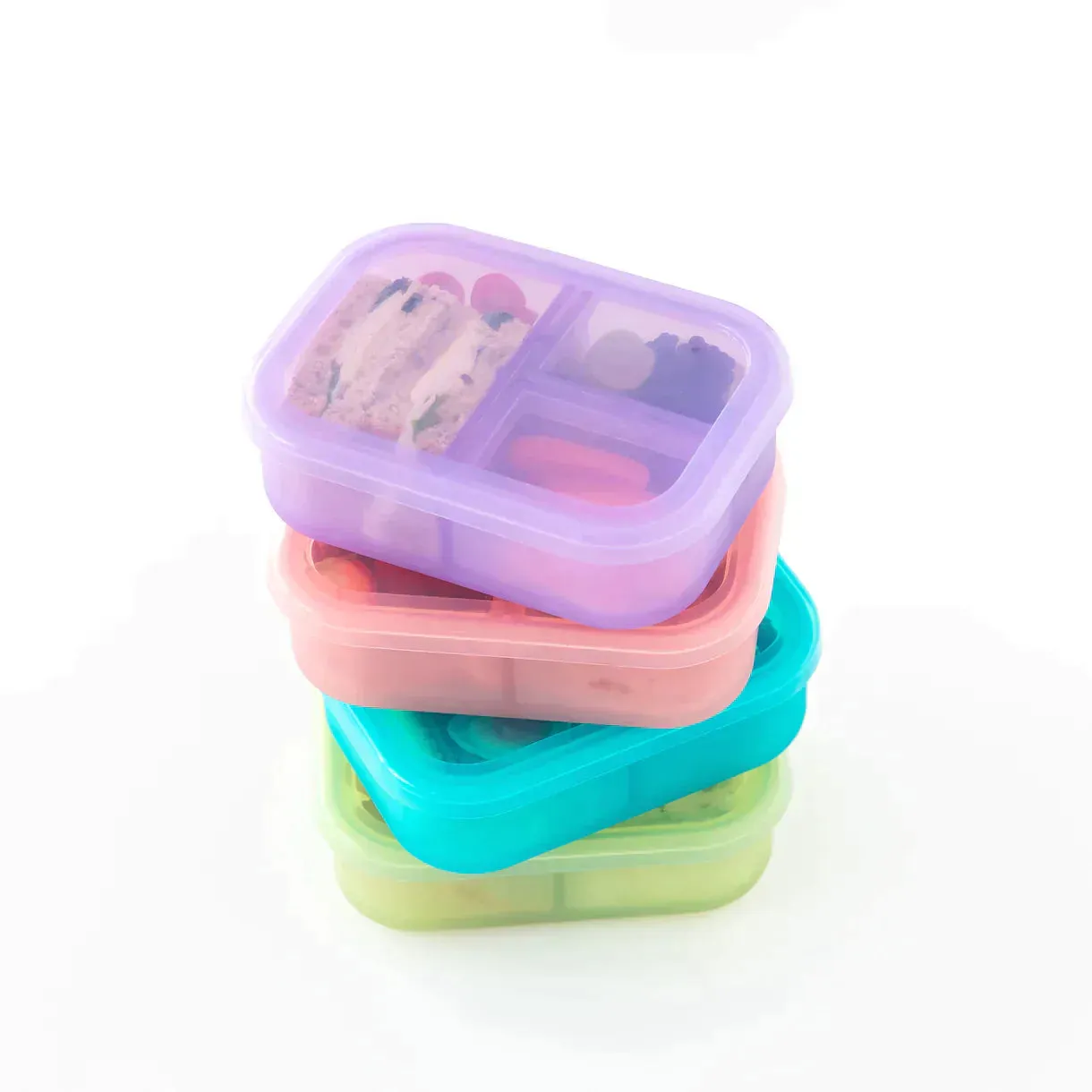 Bumkins Silicone Bento Lunch Box - Jelly Pink