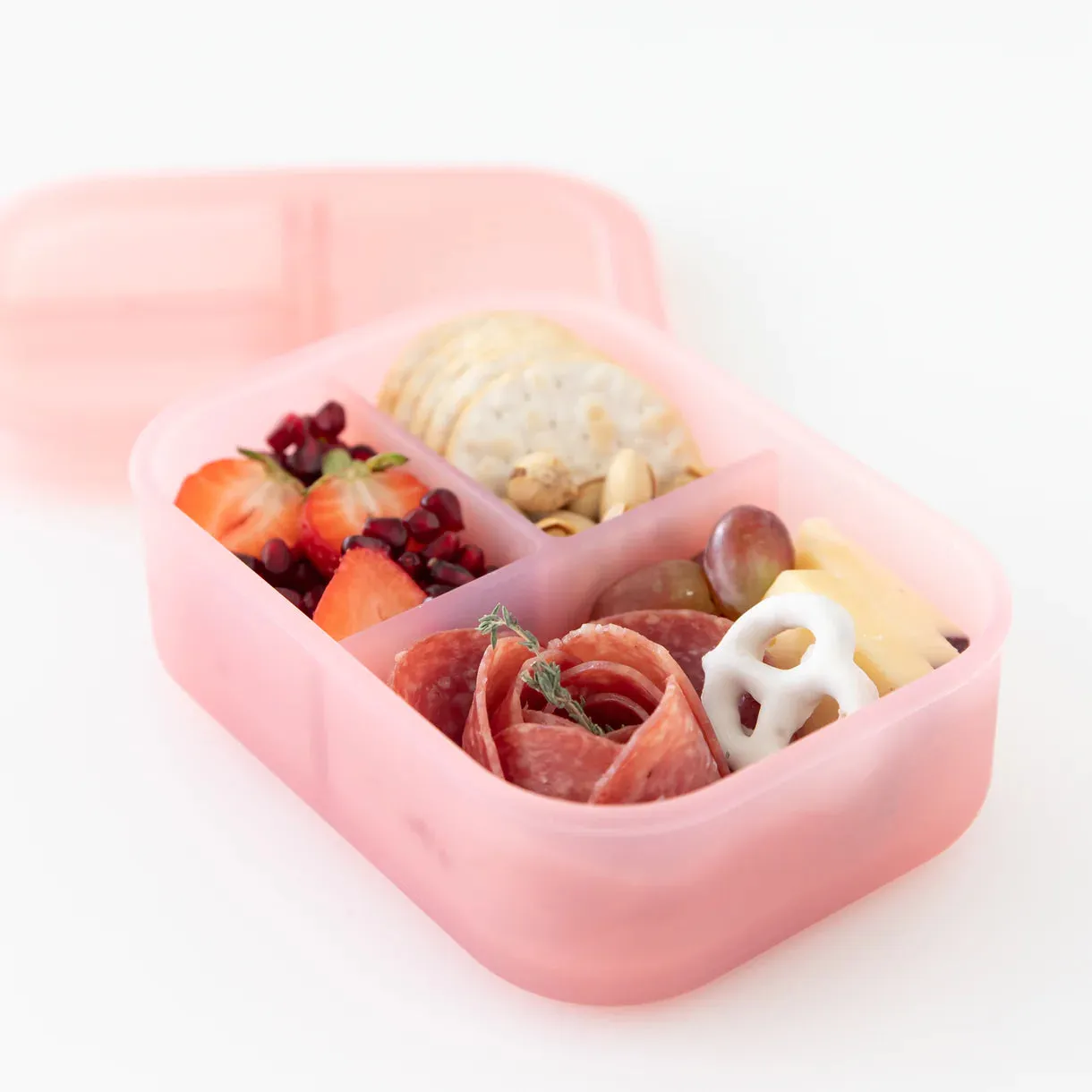 Bumkins Silicone Bento Lunch Box - Jelly Pink