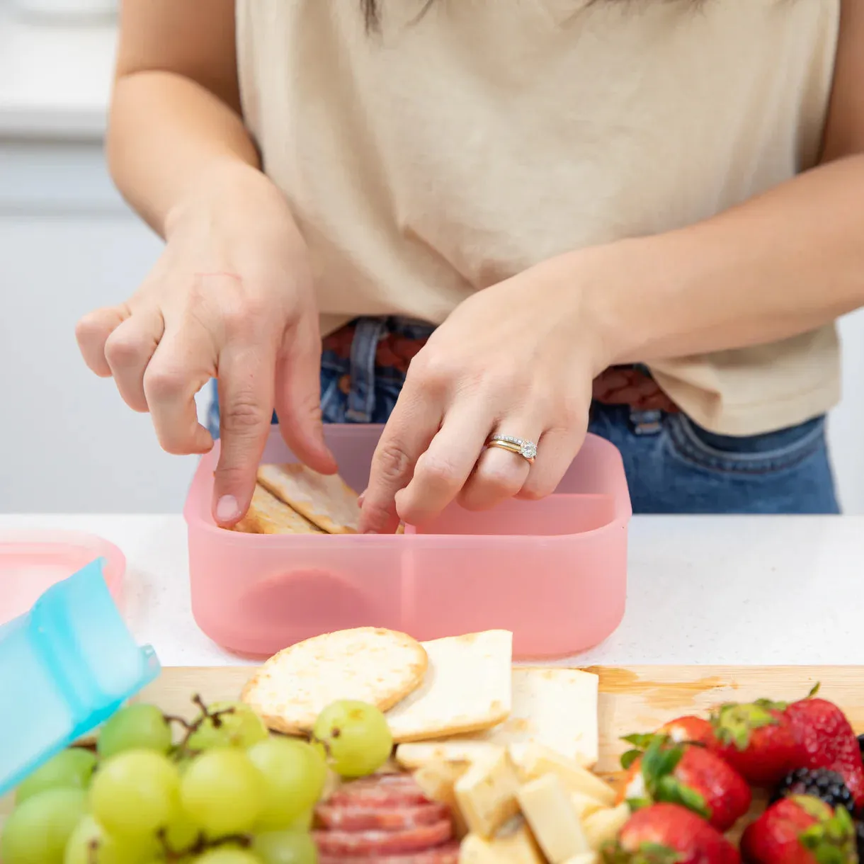 Bumkins Silicone Bento Lunch Box - Jelly Pink
