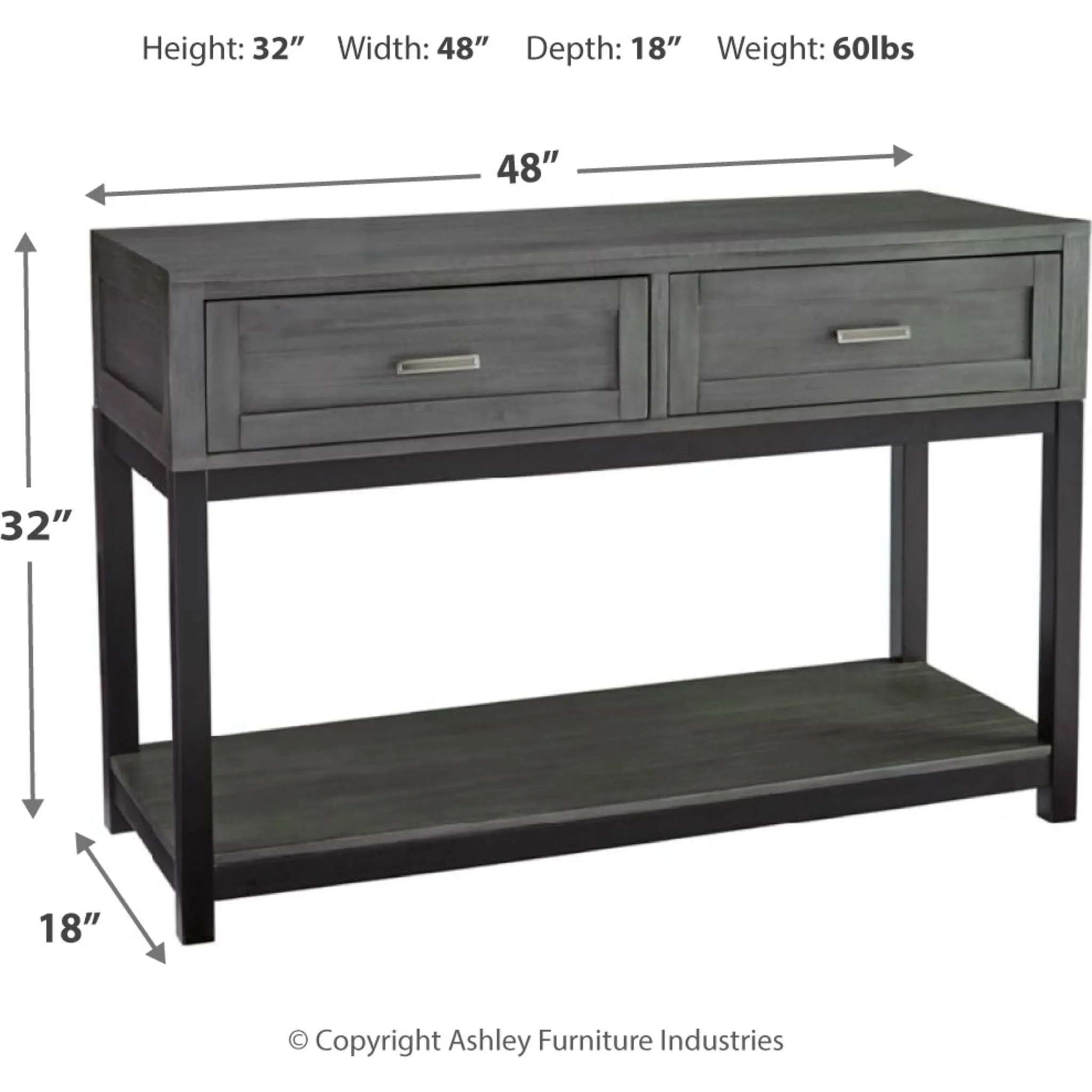 Caitbrook Sofa Table - Gray/Black