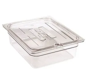 Cambro 40CWCHN135 1/4 Size Clear Polycarbonate Camwear Food Pan Lid w/ Handles & Utensil Notch | Denson CFE