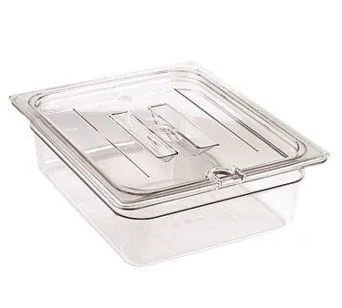 Cambro 40CWCHN135 1/4 Size Clear Polycarbonate Camwear Food Pan Lid w/ Handles & Utensil Notch | Denson CFE