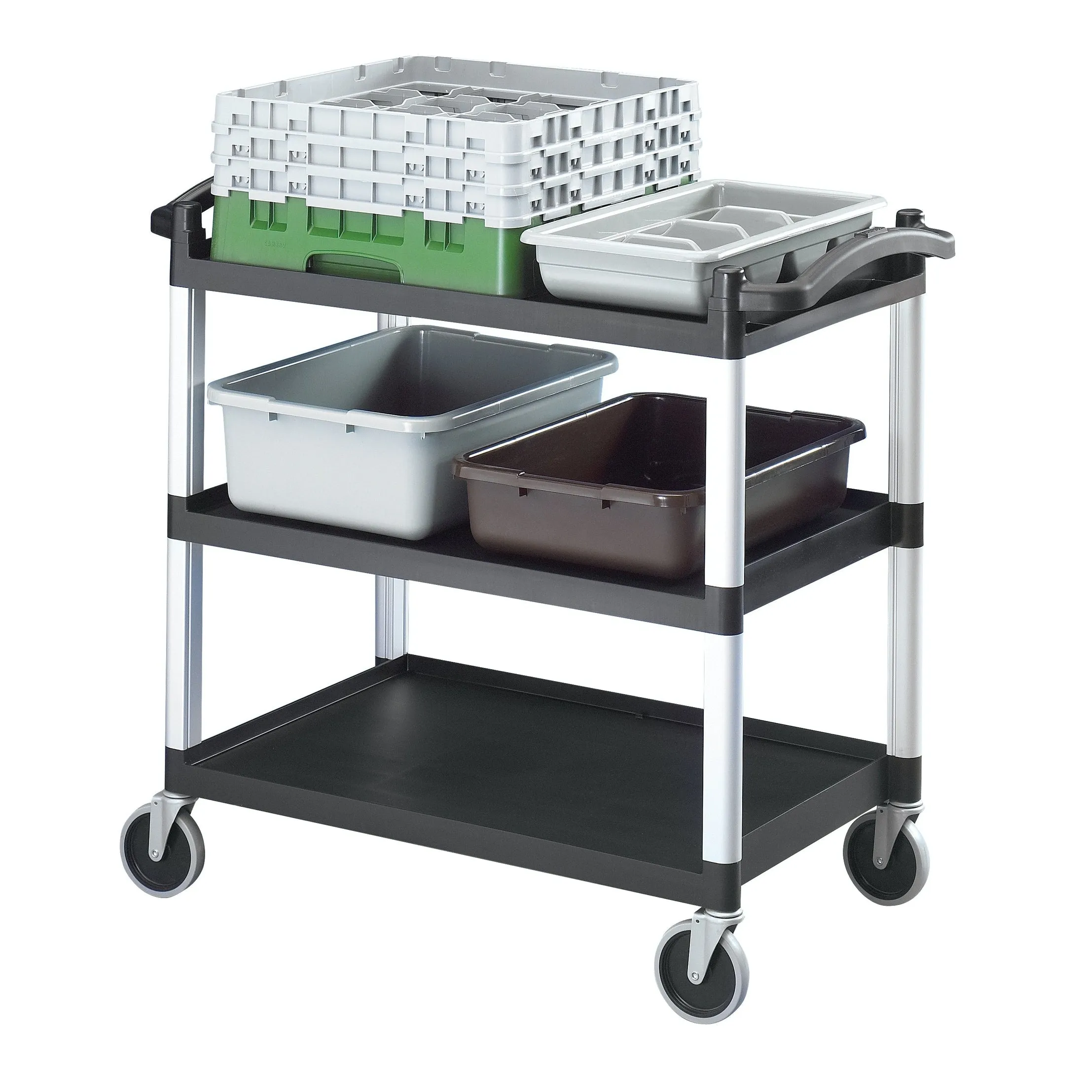 CAMBRO BLACK THREE SHELVES LARGE UTILITY CART