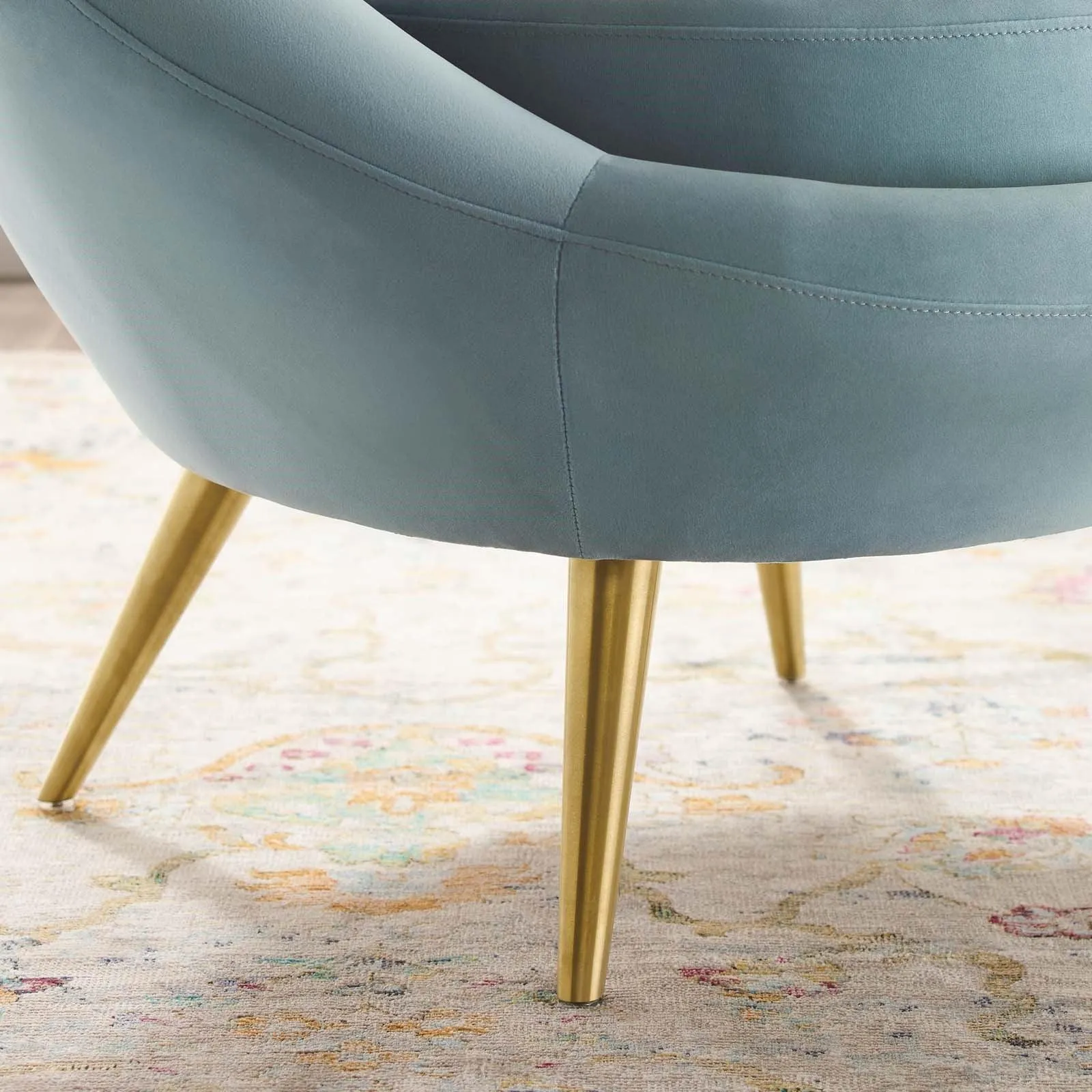 Circa Velvet Accent Chair in Light Blue
