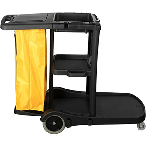 Cleanlink 3 Tier Janitor Cart With Lid Cleaning Trolley