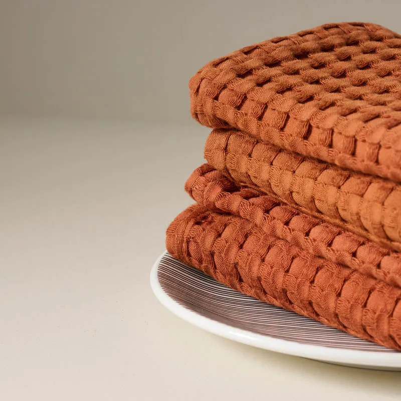 Cloud Soft Waffle Face Towel (Brown) - Set Of Four