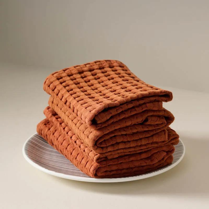 Cloud Soft Waffle Face Towel (Brown) - Set Of Four