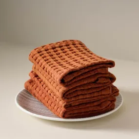 Cloud Soft Waffle Face Towel (Brown) - Set Of Four
