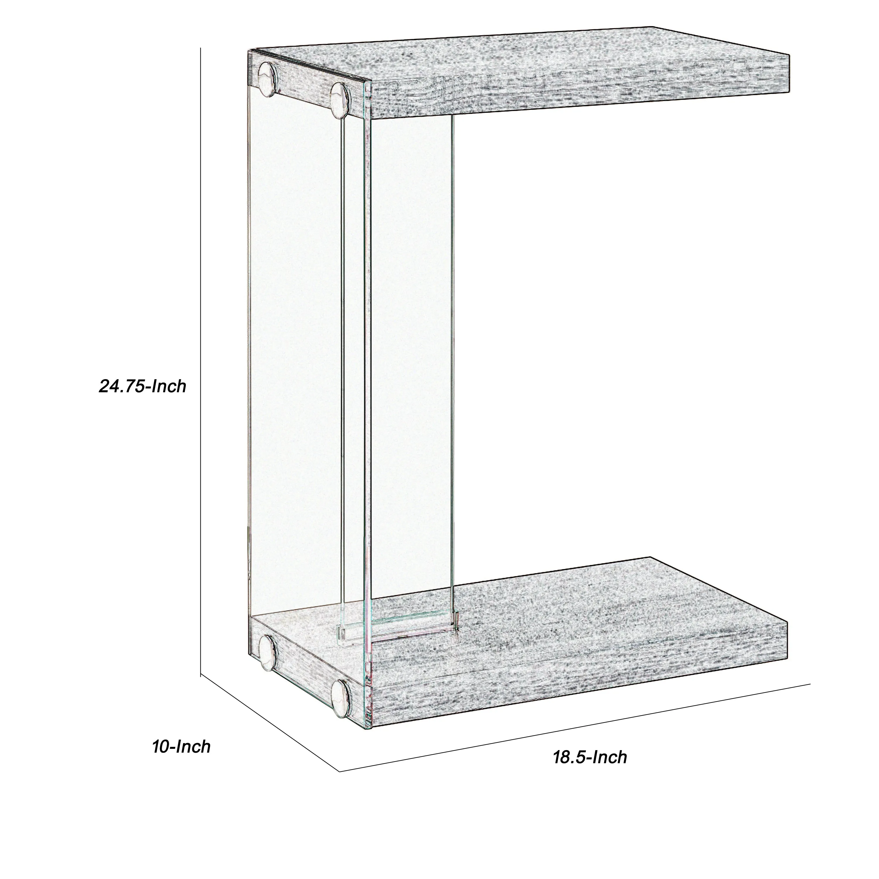 Contemporary Wood And Glass Snack Table, Gray And Clear By Benzara