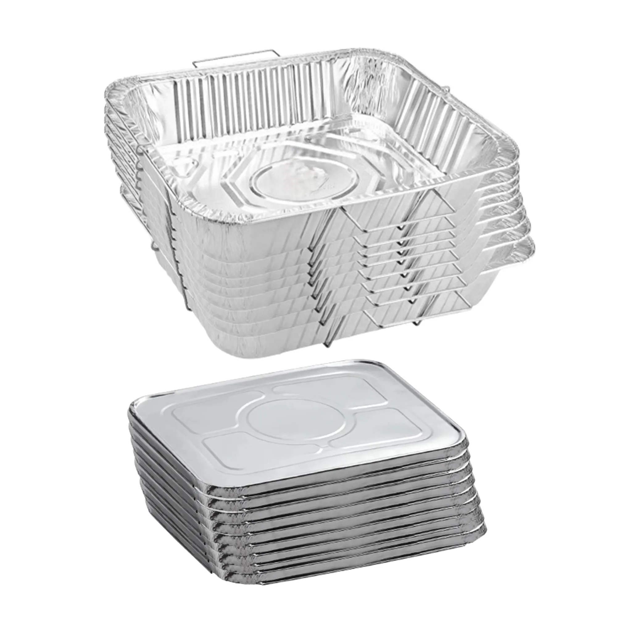 Disposable Aluminum 9X13 inches Half Size Pans with  Handle Rack With Lids