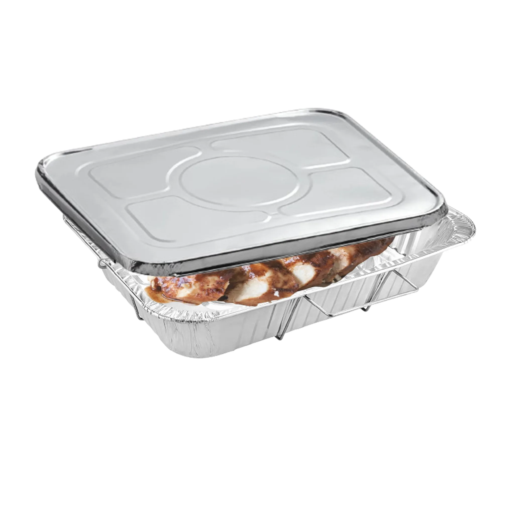 Disposable Aluminum 9X13 inches Half Size Pans with  Handle Rack With Lids