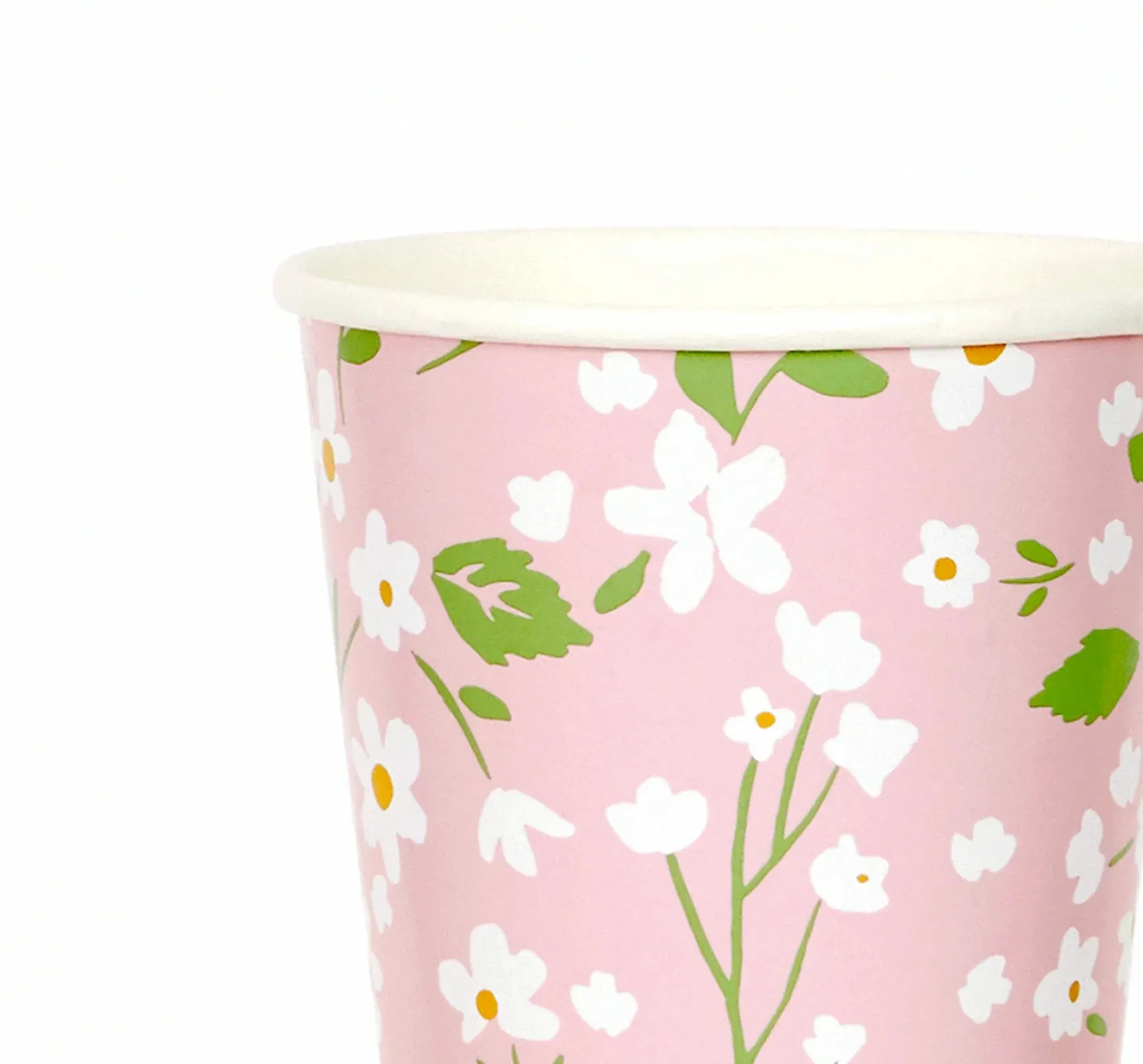 Ditsy Floral Cups, Set of 12 Large Floral Paper Cups in 4 Different Colors by Meri Meri