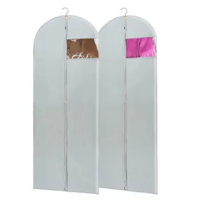 Dress Bags for Gowns Long, 65" Long Dress Bags for Hanging Clothes Clear Windows Foldable Long Garment Bag for Storage and Travel-24"x 65"/2 Pack