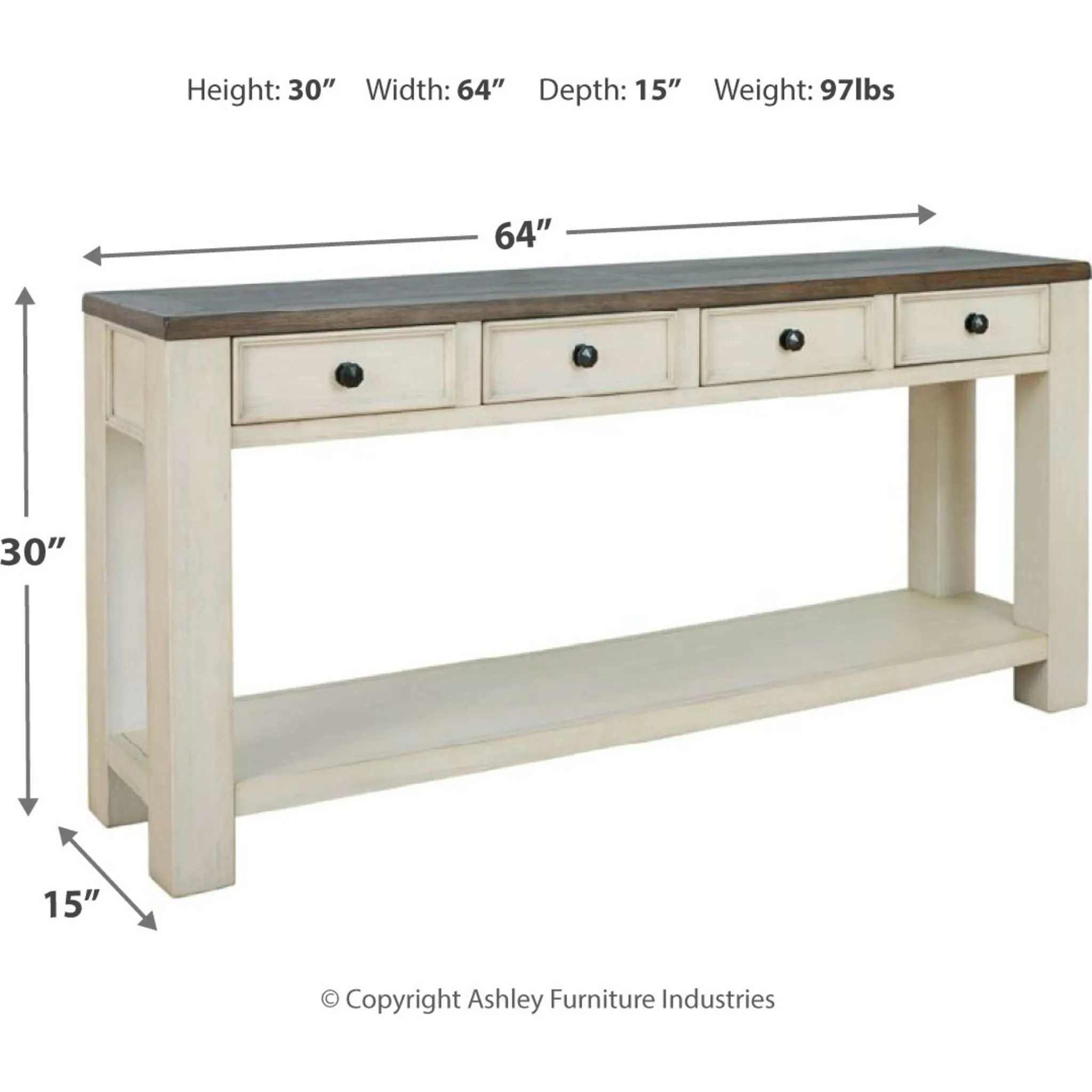 Elanbach Sofa Table - Brown/White